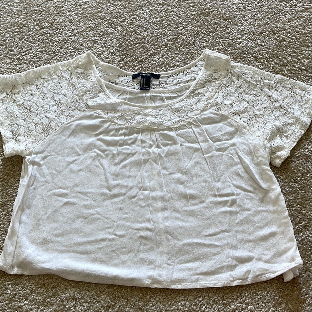 White flowy crop top